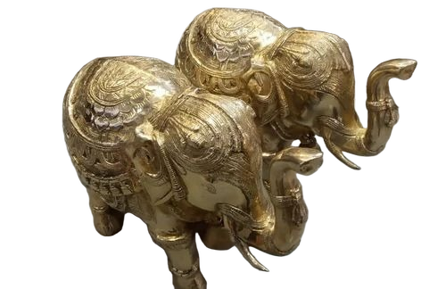 Brass Elephant Statue - Color: Golden