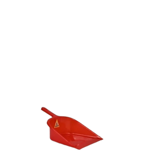 Plastic Dust Pan - Durable Plastic Red Color Ergonomic Handle Compact Size Raised Sides Molded Ridges