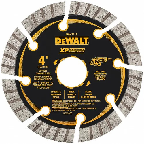 Concrete Cutting Blade - Diamond Tip, 4 Inch, Circular | Segmented Design, Turbo Rim, Laser-Welded Durability