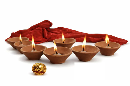 Handmade Clay Diya - Color: Natural Brown