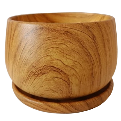 Wooden Finish Ceramic Pot - Color: Brown