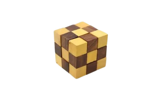 Wooden Snake Cube Puzzle - Color: Brown