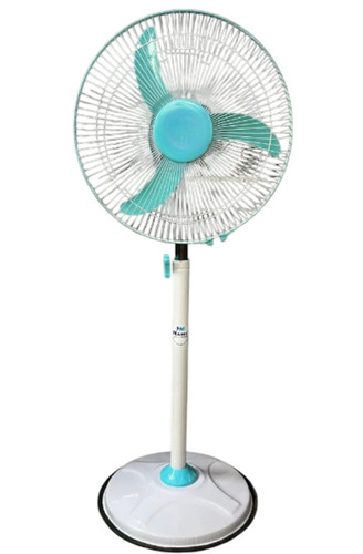 Faratta Fan - Metal Construction, Standard Size | 3 Plastic Blades, White & Light Green Color, High Speed, 220 Volt Power Source, 1 Year Warranty