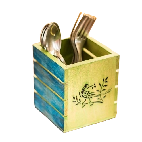Wooden Cultery Cum Stationary Holder