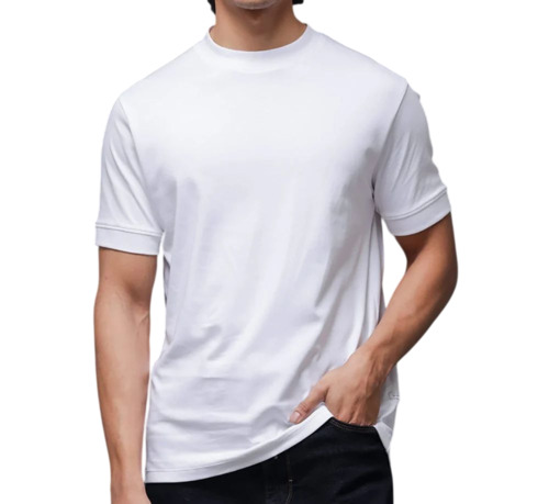 Round Neck T Shirt - Cotton, Customized Size, White | Light Weight, Breathable, Short Sleeves, Casual Style