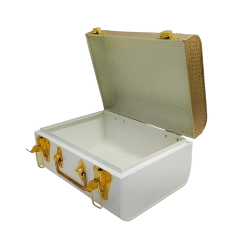 Metal Golden Trunk Box With Hammered Texture
