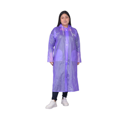 PVC Rain Coat - PVC, Plus Size, Purple | Anti-Wrinkle, Comfortable, Washable, Shrink Resistant, Full Sleeve