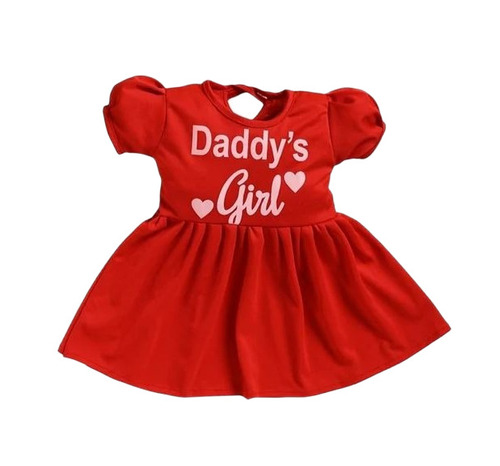 Kids Frocks - Cotton, S-XXL, Red | Breathable, Skin-Friendly, Quick Dry, Round-Neck, Short Sleeves