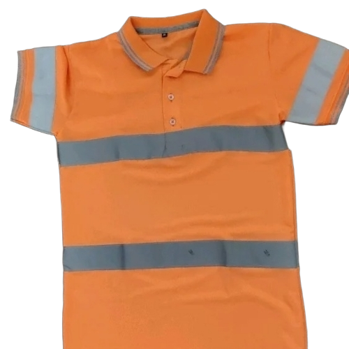 Mens T Shirt - Polo Collar, Orange and Gray, Short Sleeves | Comfortable, Neat Stitching, Trendy Design, Gift Suitable