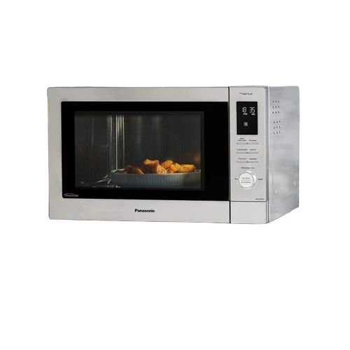 Kitchen Microwave Oven - Steel Body Silver Grey Digital Timer Control | Quick Defrost 10 Power Levels Child Lock Sensor Cooking