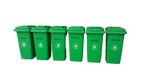 Waste Bin With Wheels - Color: Green