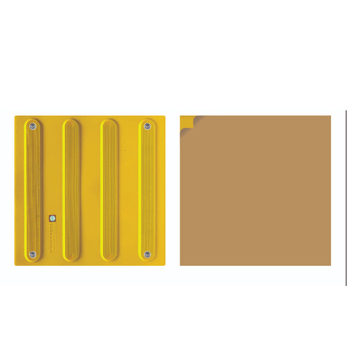 PU Tactile Tile With Butyl Tape 002 - Polyurethane Yellow, Polished, Wear-Resistant, Self Adhesive, Anti Skid