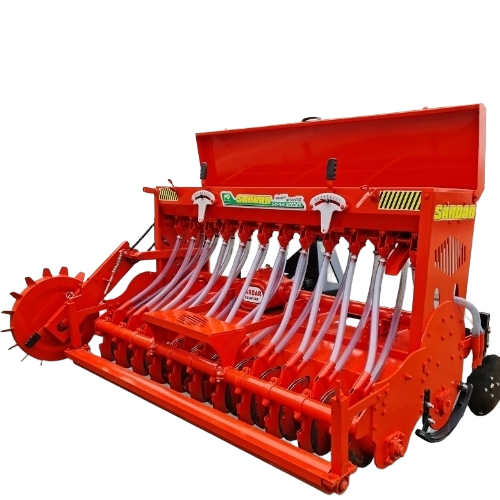 Mild Steel Super Seeder - 7 & 8 Feet, 11 & 13 Tynes, Red | Mild Steel, Wetland Paddy Seeding, 50 HP