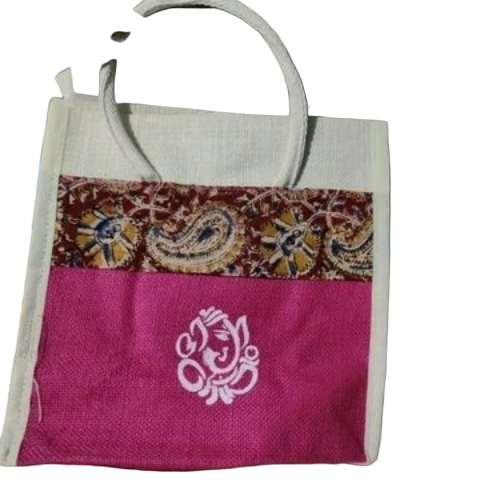 Printed Jute Bag - Customized Size Multicolor Hand Length Handle | Durable Fine Finished Eco-Friendly