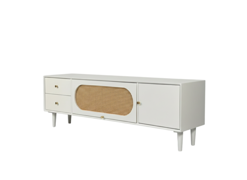 Quick Artsy Modern Cane Door TV Unit Cabinet