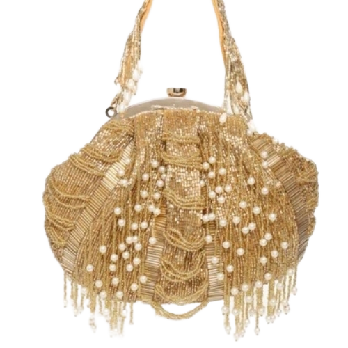 Women Golden Sling Bag - Lightweight Metallic Finish, Compact Size, Adjustable Strap | Stylish Design, Durable, Security Feature