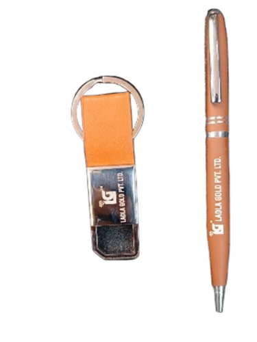 Combo Set Metal Pen and Casting Keychain - Metal Varying Colors | Durable Stylish Gift Set Smooth Writing Performance