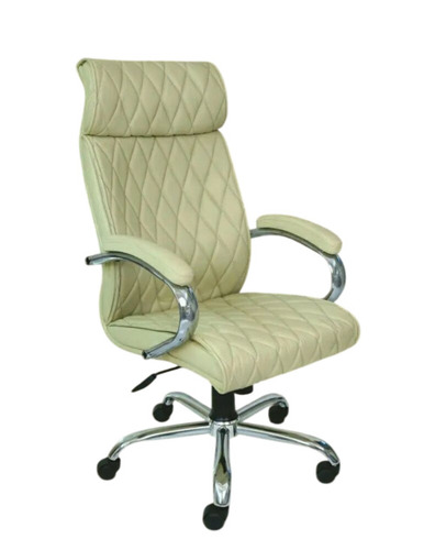 Leather Office Chairs - Leather & Stainless Steel, White | Durable, Fine Finished, Indian Style
