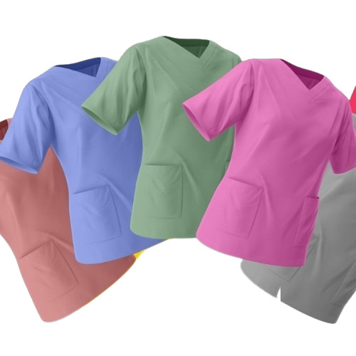 Medical Scrub - Cotton, V Neck, Multiple Colors | Lightweight, Breathable, Washable, Short Sleeves, Casual Style