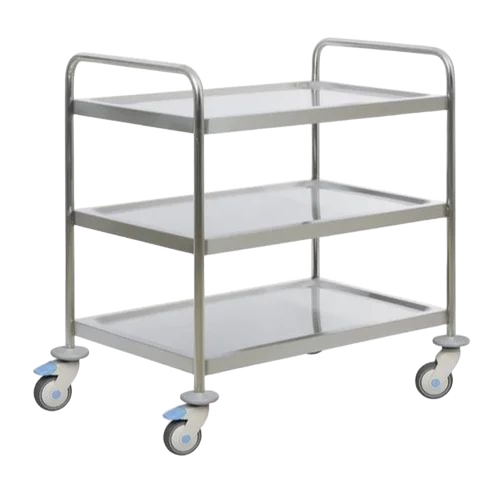 Mei Procedure Trolley - Metal, Standard Size, Silver | Durable, Fine Finished, Standard Design