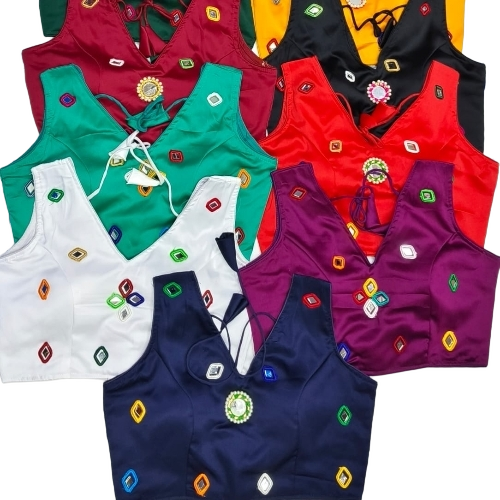 Mirror Work Sleeveless Blouse