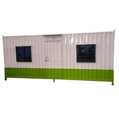 Ms Portable Office - Steel, Rectangle, Green & White, Fine Finished | One Door, Two Windows, Swing Open Style, Durable Roof Steel