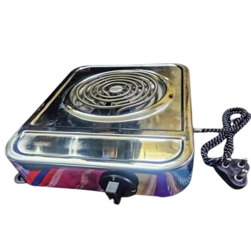 Hot Plate Burner - Stainless Steel, Silver, 2 Kg Capacity | Electric Single Plate for Home Use