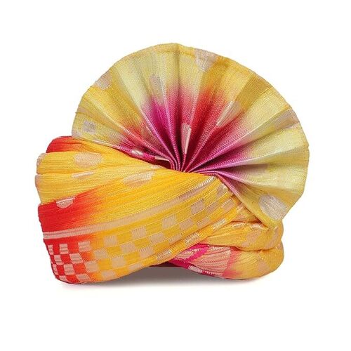 Bandhej Work Wedding Safa - Multi Color Free Size | Handcrafted Breathable Durable Fabric Stylish Easy Draping