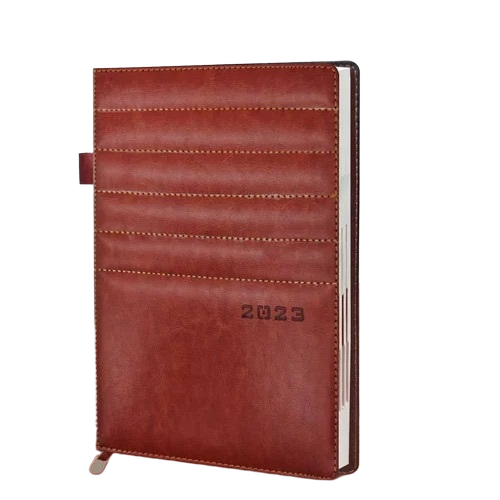 Daily Monthly Planner Diary With Dates - Leather, Portable Size, Brown | Daily Scheduler, Page Markers, Eco-Friendly, Moisture Proof