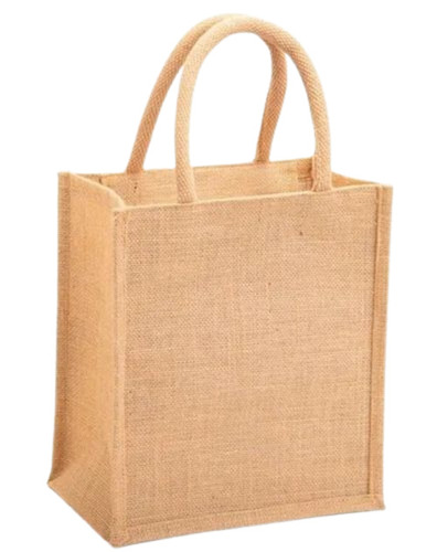 Designer Jute Bag - Customized Size Brown, Hand Length Handle, Zipper Closure | Durable, Fine Finished, Eco-Friendly