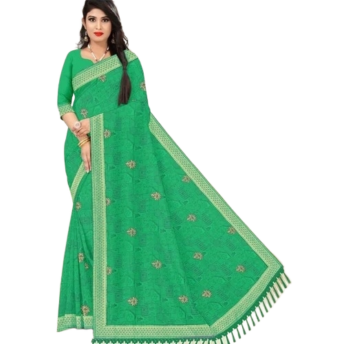 Gangotri Georgette Major Saree - 6 m Unstitched Blouse Piece, Machine Wash | Plain Design, All Colors, Daily Wear