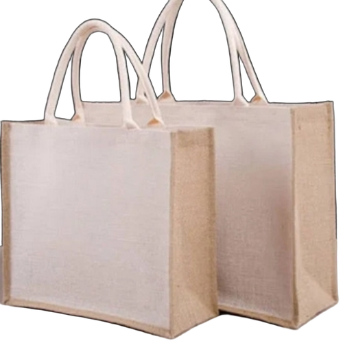 Plain Jute Bag - Customized Size Brown and White | Durable Fine Finished Eco-Friendly Handled Zipper Closure