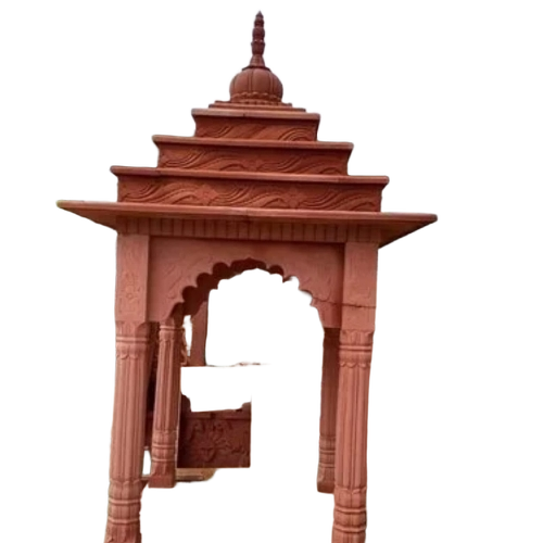 Red Sandstone Mandir - Stone, All Sizes, Brown | Durable, Ornate Carvings, Traditional Worship Pillars