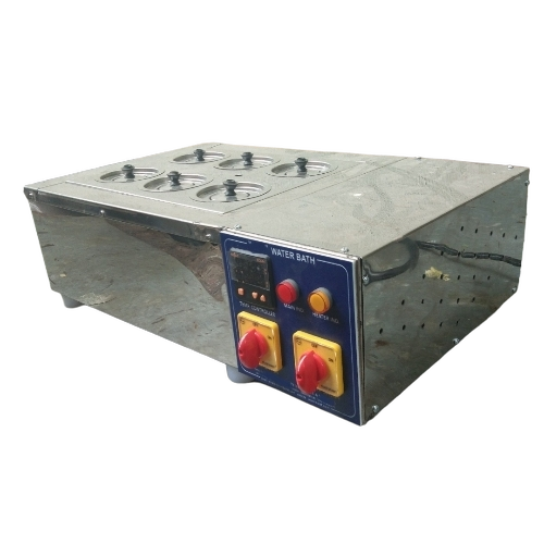 Semi Automatic Laboratory Water Bath - Stainless Steel Inner Chamber, 6 Holes, Silver, Thermostat Control, 220-300V