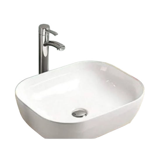 Top Wash Basin - Ceramic Square Shape White | Durable Water Resistant Stain and Scratch Proof Lightweight