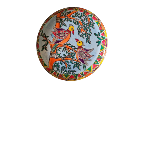 Ritualistic Madhubani Single Wall Plate - Color: Multi