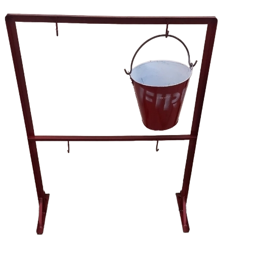 Fire Bucket Stand - Metal, Red, Round | Sturdy Frame, Corrosion Resistant, Wall & Floor Mount