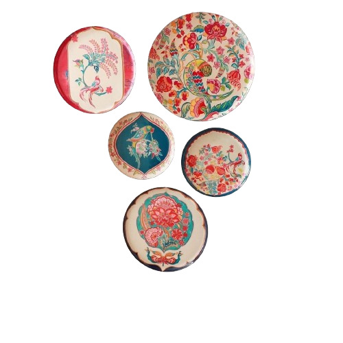 Ritualistic Birds Of Paradise Wall Plates & Paintings Set Of 5 - Age Group: Suitable For All