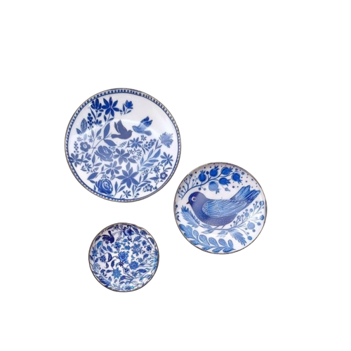 Ritualistic Holland Metal Fridge Magnet Set Of 3 - Color: White & Blue