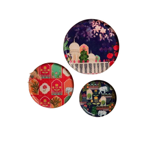Ritualistic Vintage Wall Plates & Paintings Set Of 3 - Color: Multi