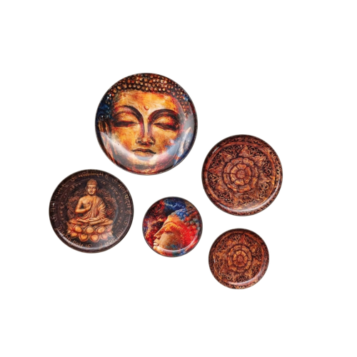 Ritualistic Nirvana Art Fridge Magnets Set Of 5 - Color: Brown