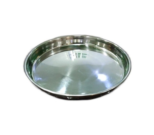Round Steel Dinner Plate - Stainless Steel Standard Size Silver | Rust-Proof Heat Resistant Easy to Clean