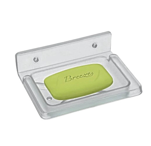 Soap Dish - Acrylic, Standard Size, White, Wall Mounted | Rectangular, Easy To Install, Crack Resistant