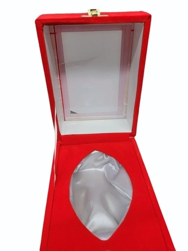 Wooden Red Earrings Box - Wood, Compact Size, Red, Square, Jewelry Storage, Durable, Scratch Resistant