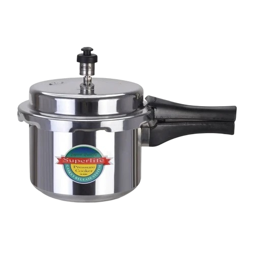 Aluminium Pressure Cooker - 3 Liter Silver, Round | Durable, Fine Finished, Corrosion Resistant, Rust Proof, Backlite Handle