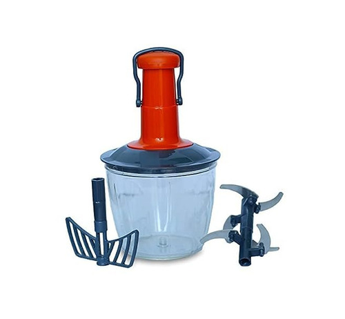 Kitchen Twister Push Chopper - Plastic, Multicolor, 6 Stainless Steel Blades | Manual Press, Dishwasher Safe, Multi-Purpose
