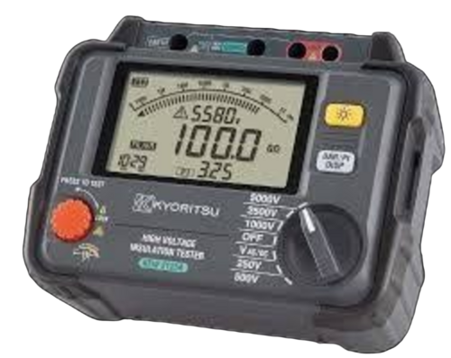 Kyoritsu 5kv Megger Insulation Tester - Plastic Metal, Black, 5000 Volt, Digital Display, Durable, 50 Hz Frequency