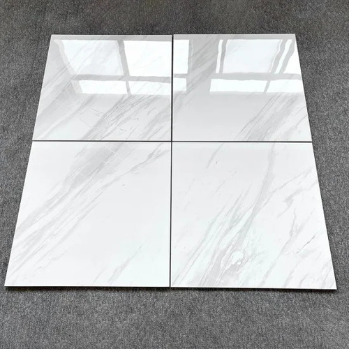 Floor Tiles - Ceramic Standard Size, White, Polished Finish | Acid-Resistant, Non-Slip, A Grade