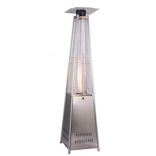 Pyramid Patio Flame Heater - Metal, Silver, Electric | Freestanding, 1 Year Warranty, Durable, Long Lasting