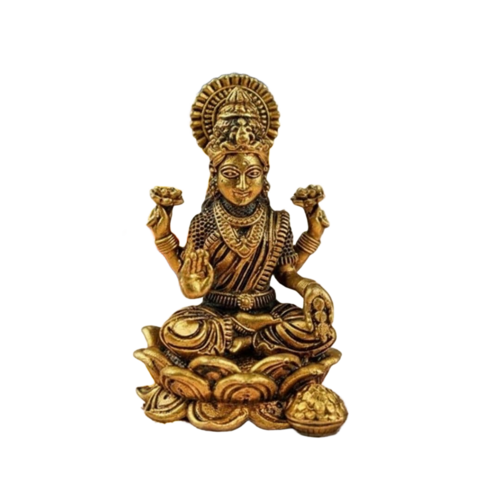 Ritualistic Pure Brass Laxmi Idol - Color: Gold